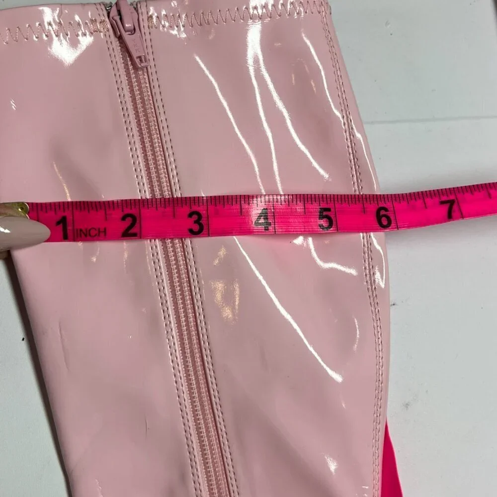 Pleaser Barbie Pink Block Heel Boots Size 6 - Picture 4 of 5